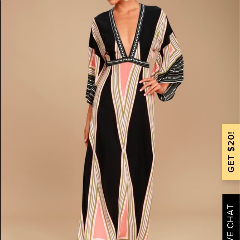 LULUs MONTECITO BLACK PRINT MAXI DRESS - Medium